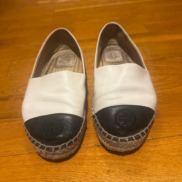 Tory Burch White and Black Espadrille Flats - Picture 2 of 16